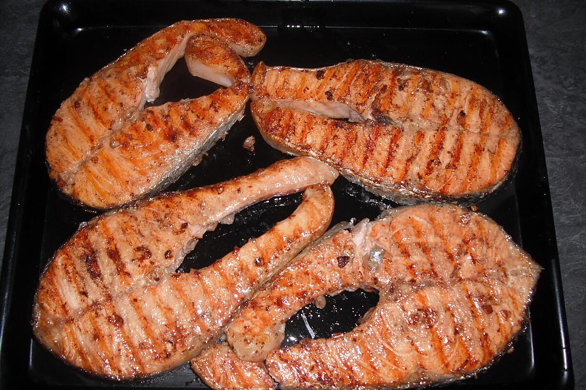 recette Darnes de saumon marinées et grillées