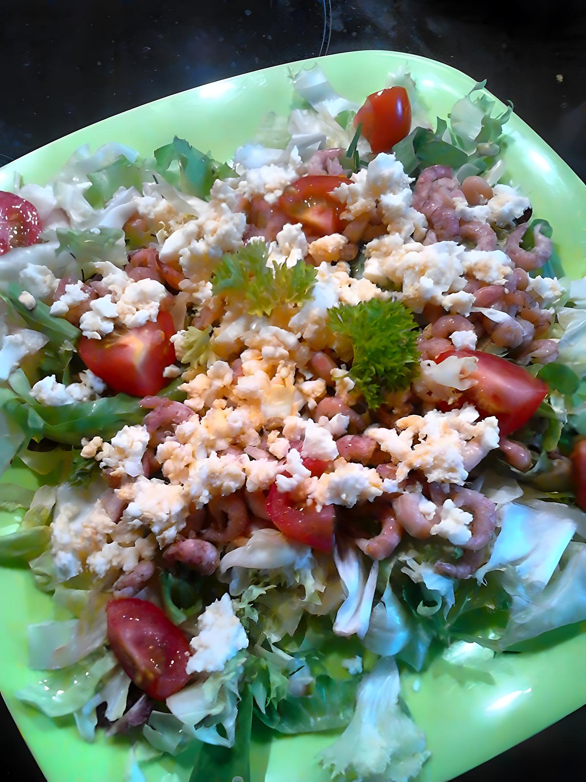 recette Salade tomate cerise au crevette et oeuf