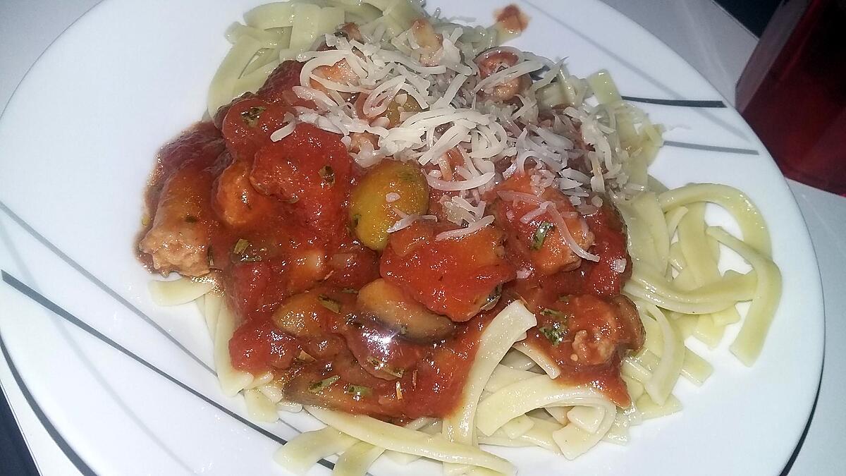 recette Sauce tomate aux saucisses et aux olives