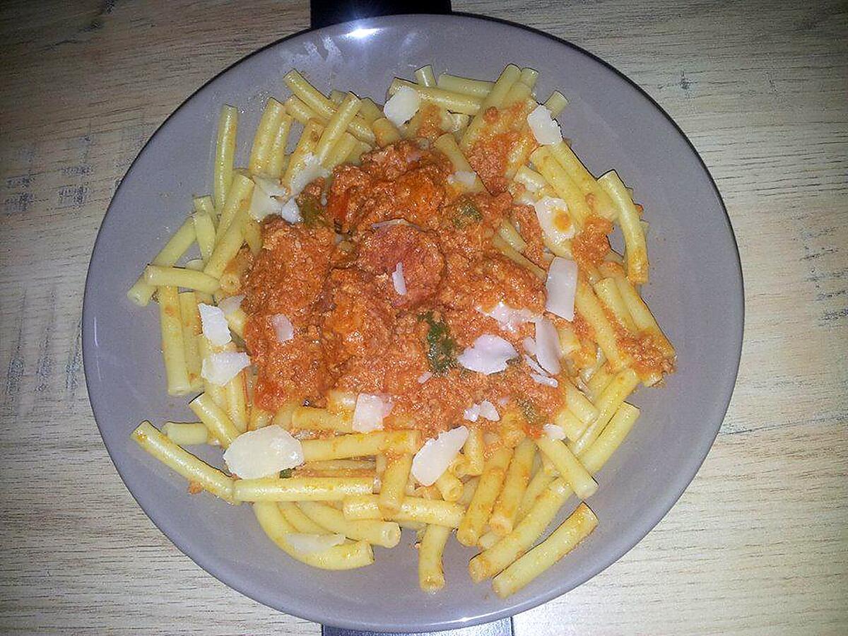 recette Macaronis sauce bolognaise au merguez poivrons et chorizo