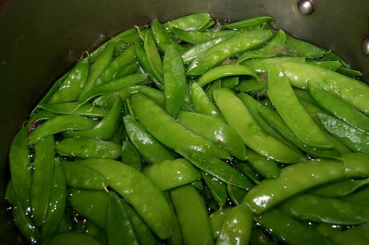 recette Pois gourmands aux lardons fumés