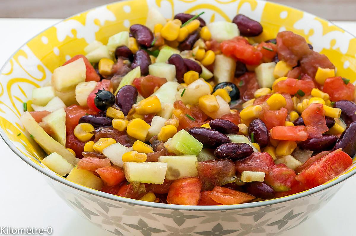 recette Salade de tomates, concombre, haricots rouges et maïs