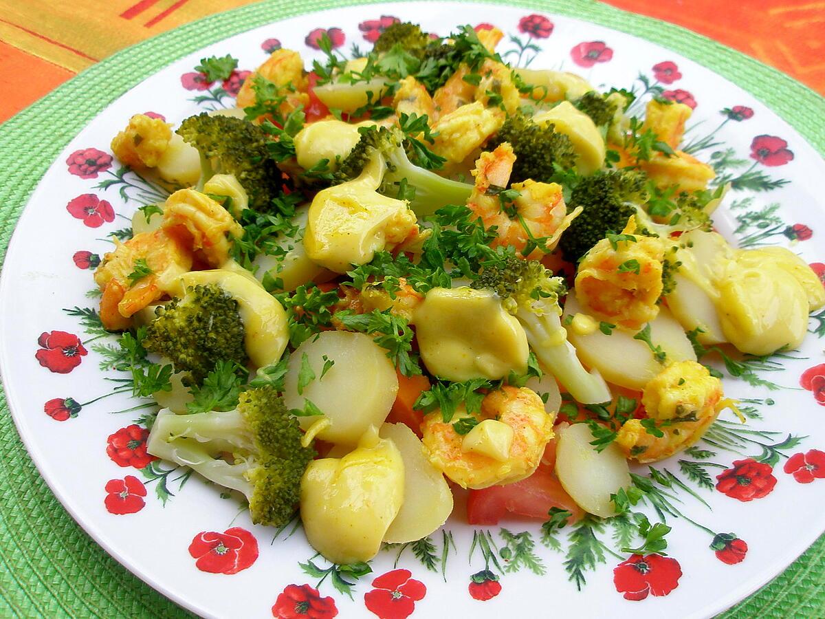recette Salade aux crevettes marinées au curry