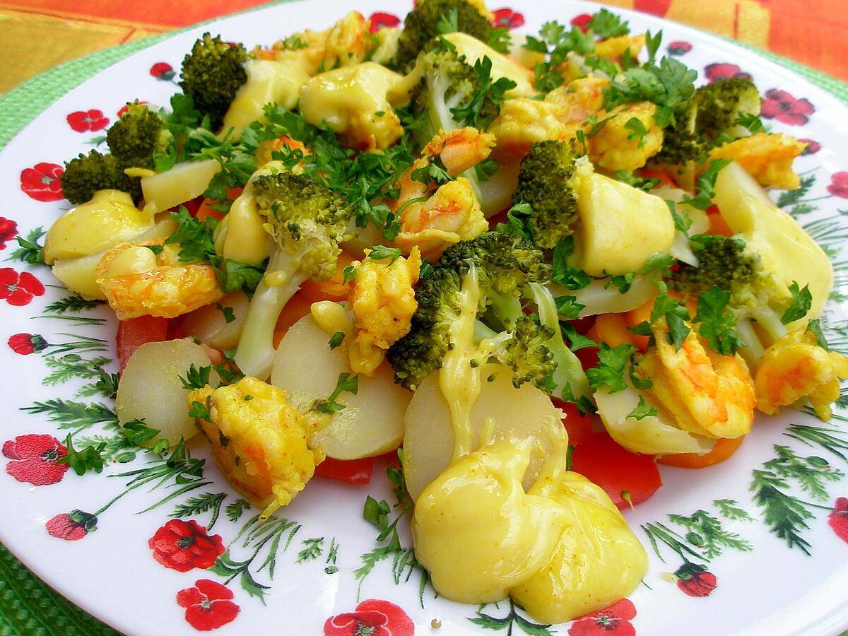 recette Salade aux crevettes marinées au curry