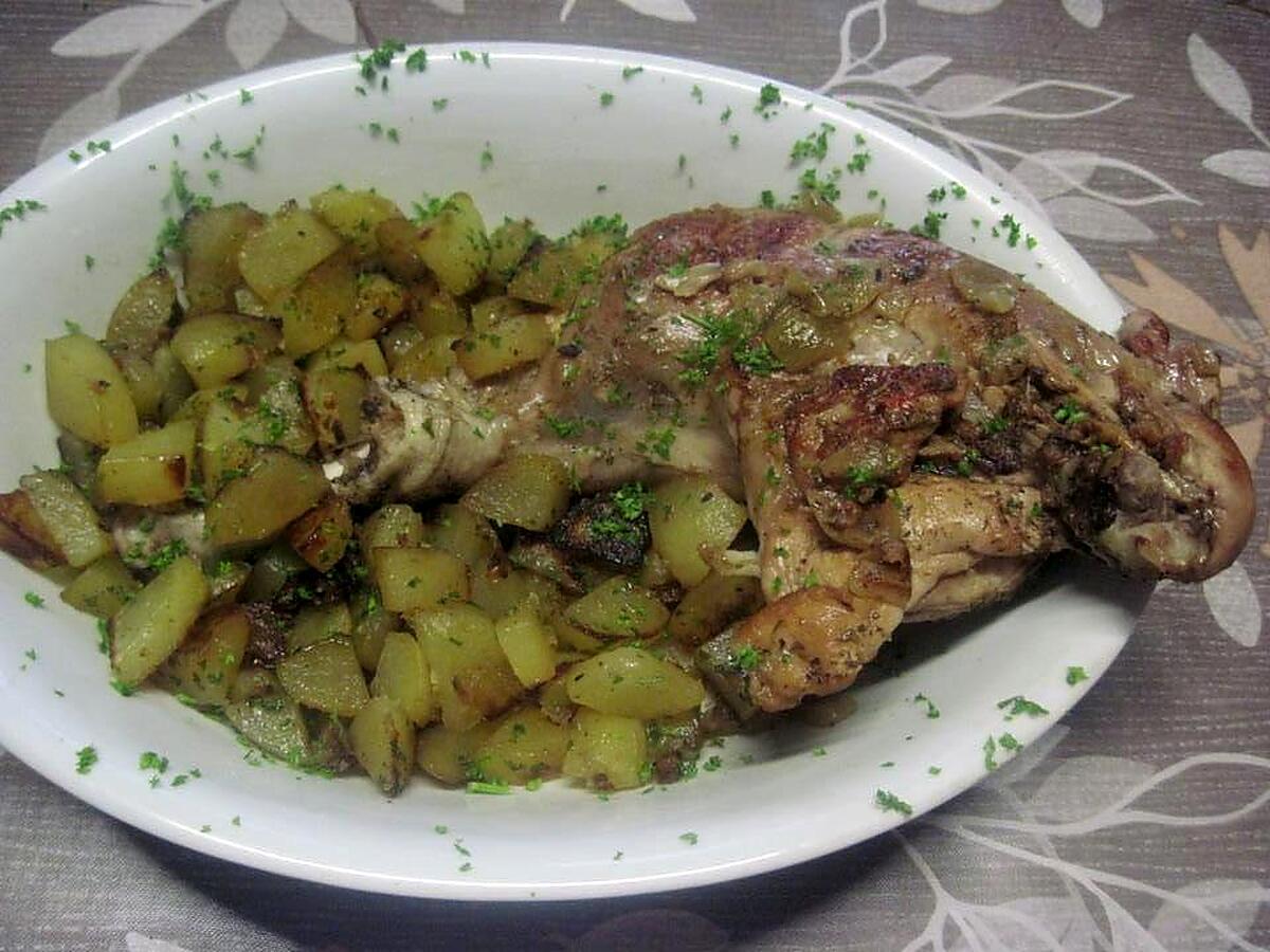 recette Cuisse de dinde aux pommes de terre sautées.