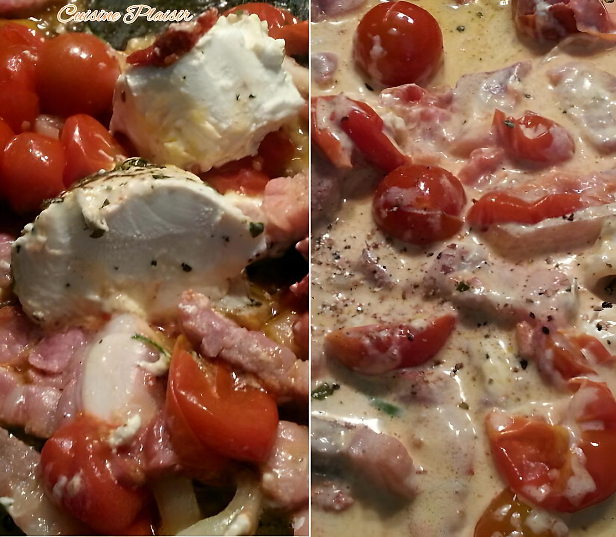 recette Sauce tomate chèvre aux lardons fumés