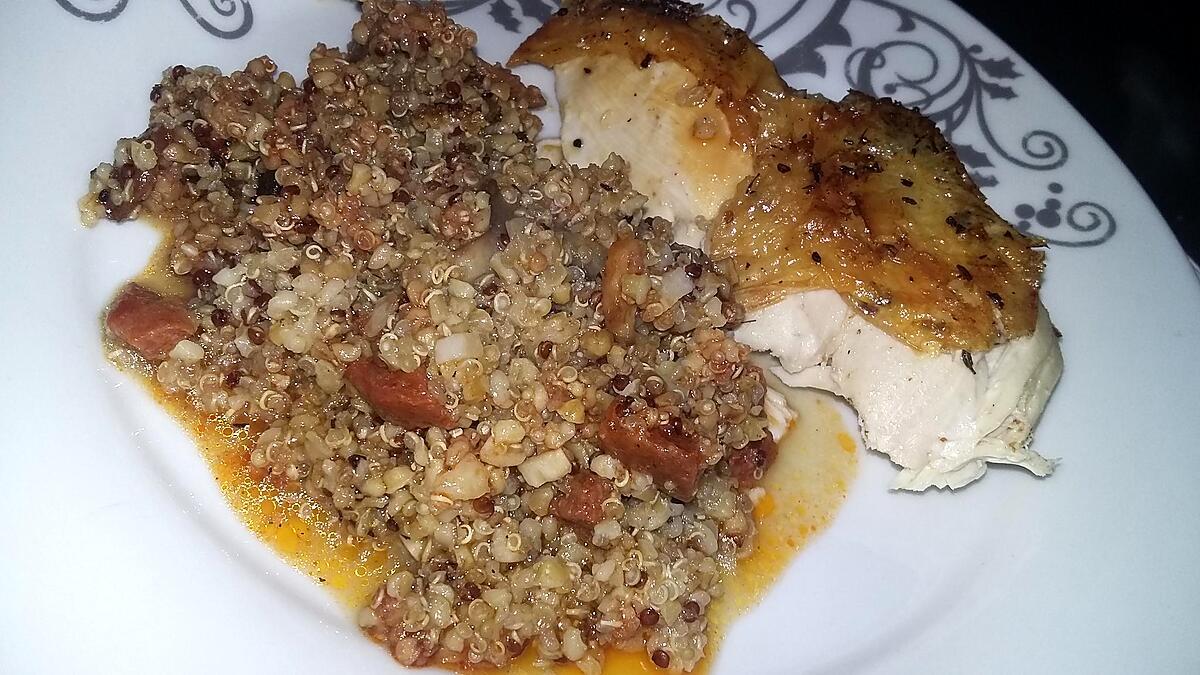 recette Poulet farci au quinoa et au chorizo