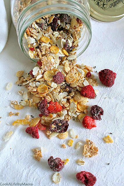 recette Muesli protéiné, super aliments, fruits rouges et fruits secs (sans gluten)