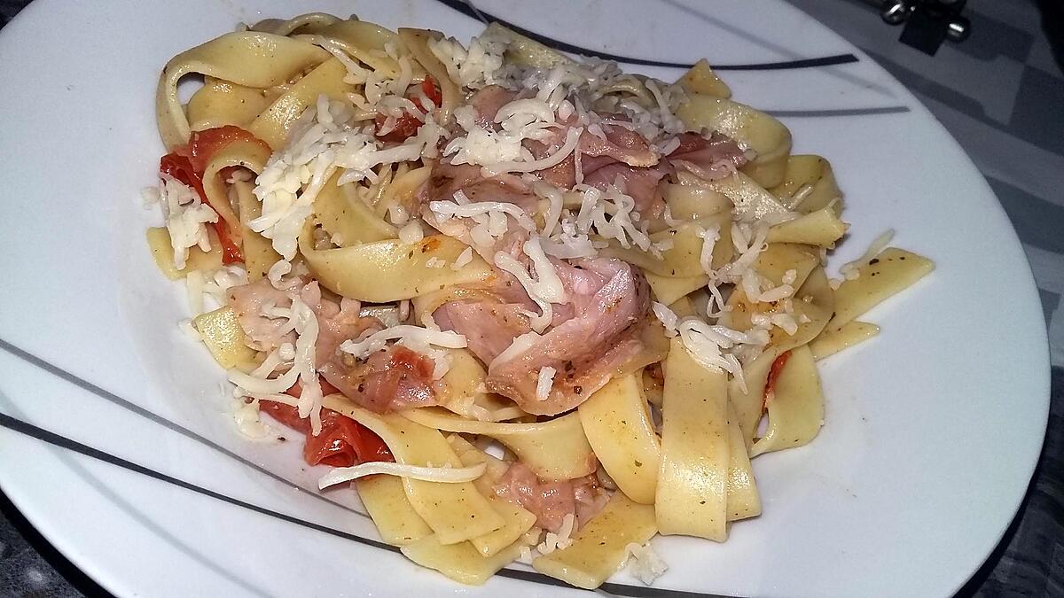 recette Tagliatelles à l'italienne jambon cru tomate cerise