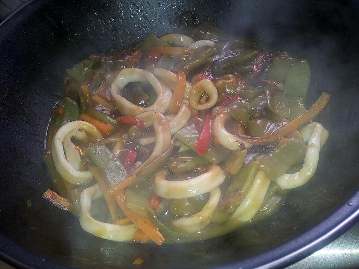 recette Ramens sautées au calamars et légumes