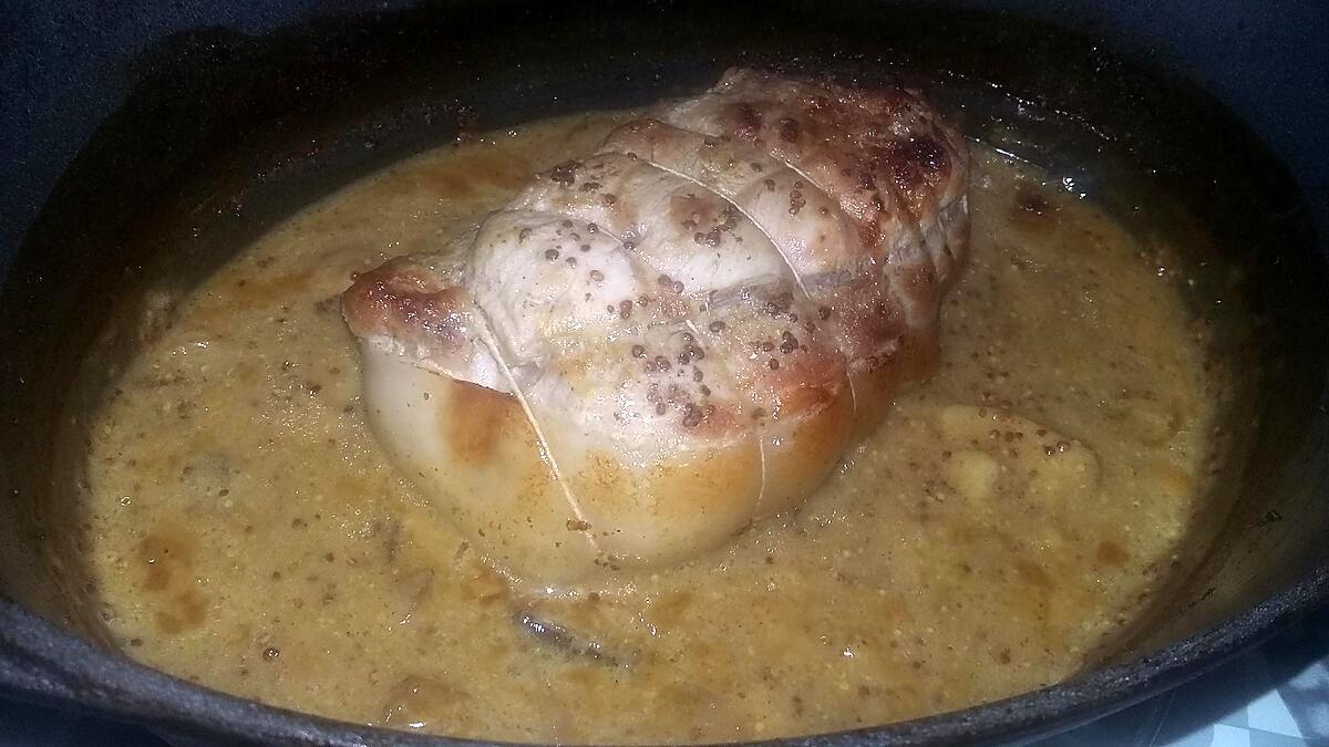 recette Rôtis de porc a l'eau de coco au miel et a la moutarde a l'ancienne