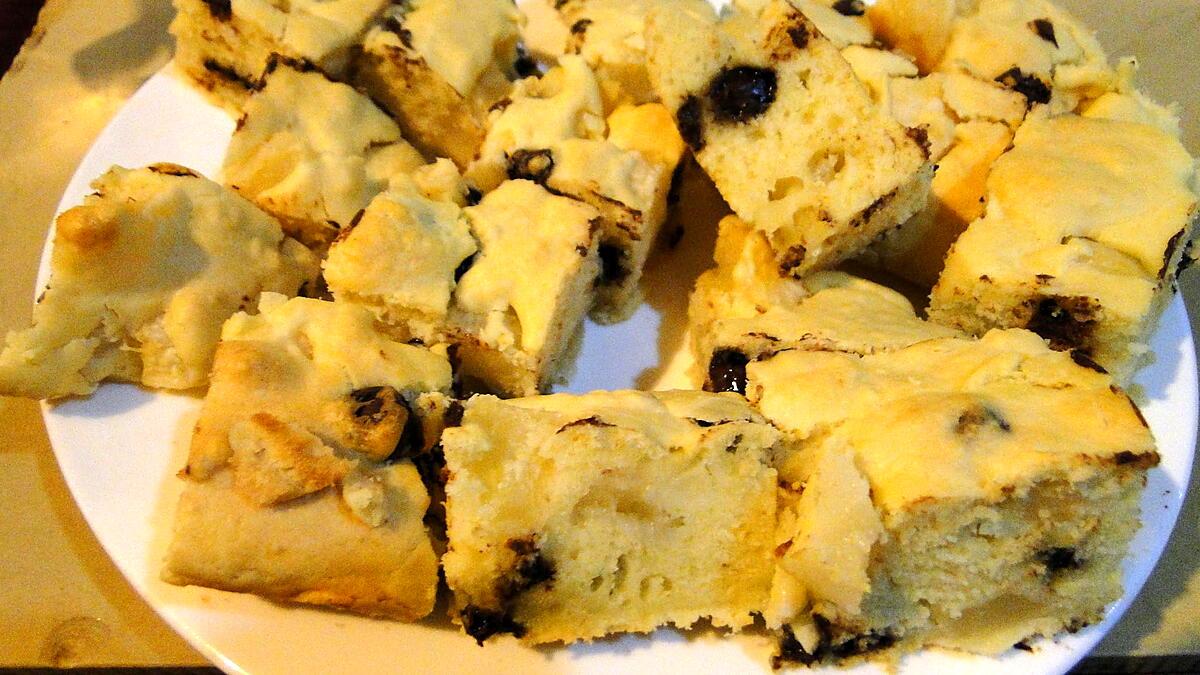 recette Gâteau aux poires, pépites de chocolat et fleur d'oranger