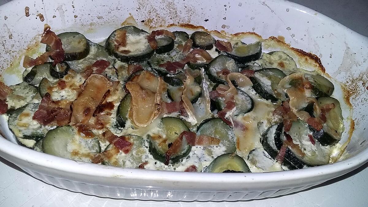 recette Gratinée de courgettes au lard et au chèvre