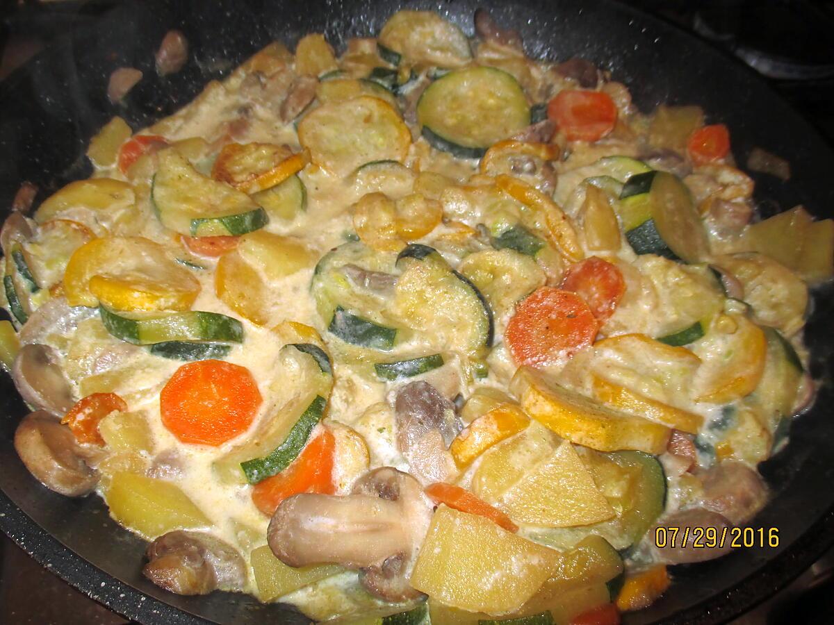 recette poêlée de légumes  au lait de coco