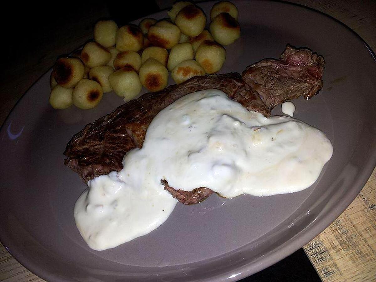 recette Entrecôte pomme noisette sauce au mascarpone-bleu