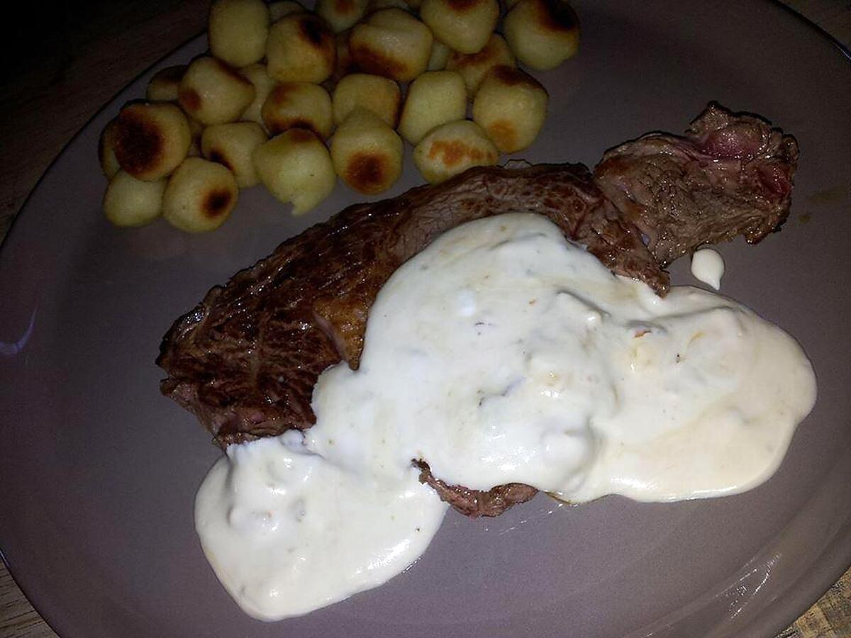 recette Entrecôte pomme noisette sauce au mascarpone-bleu