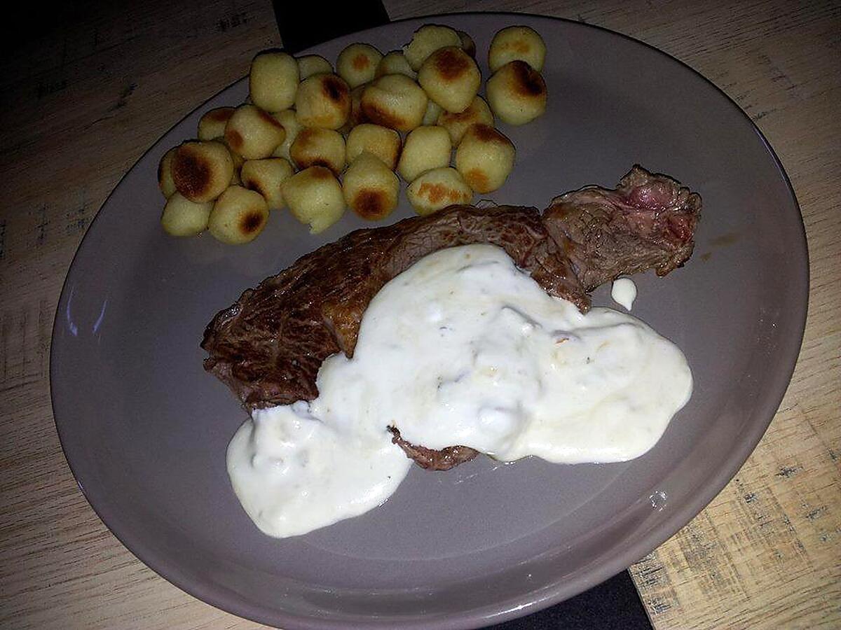 recette Entrecôte pomme noisette sauce au mascarpone-bleu