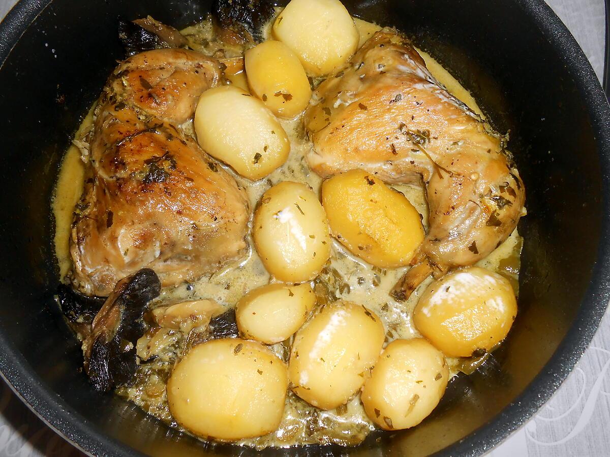 recette POULET SAUCE CREME AUX HERBES SAFRANEES