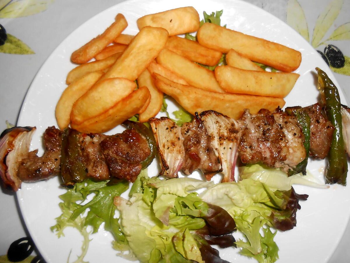 recette BROCHETTES DE PORC ET LARD