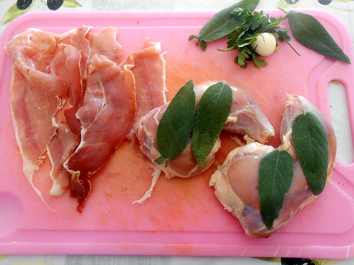 recette CUISSES DE POULET BRAISEES AU MARSALA façon saltimbocca