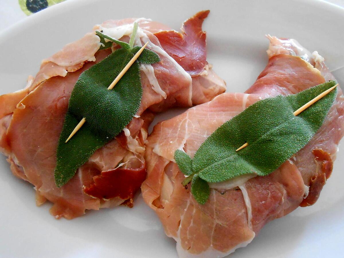 recette CUISSES DE POULET BRAISEES AU MARSALA façon saltimbocca