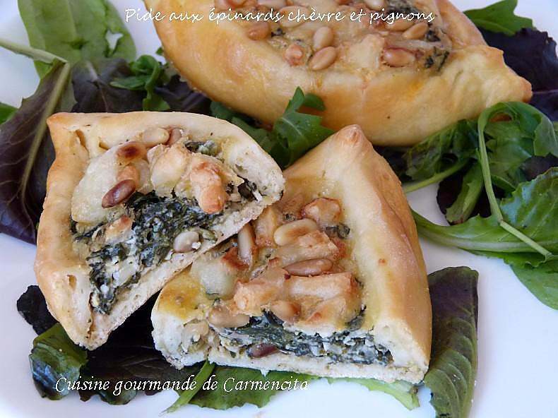 recette Pide aux épinards chèvre et pignons