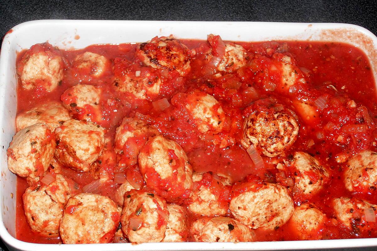 recette Boulettes de poulet au fromage, sauce napolitaine (compatible dukan)