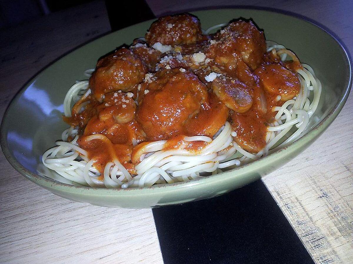 recette Capellinis sauce bolognaise au boulettes de boeuf et champignons