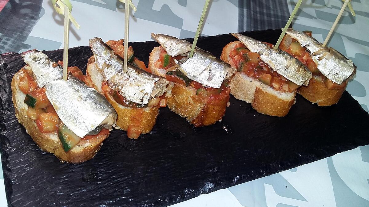recette Tapas tartines de courgette aux sardines