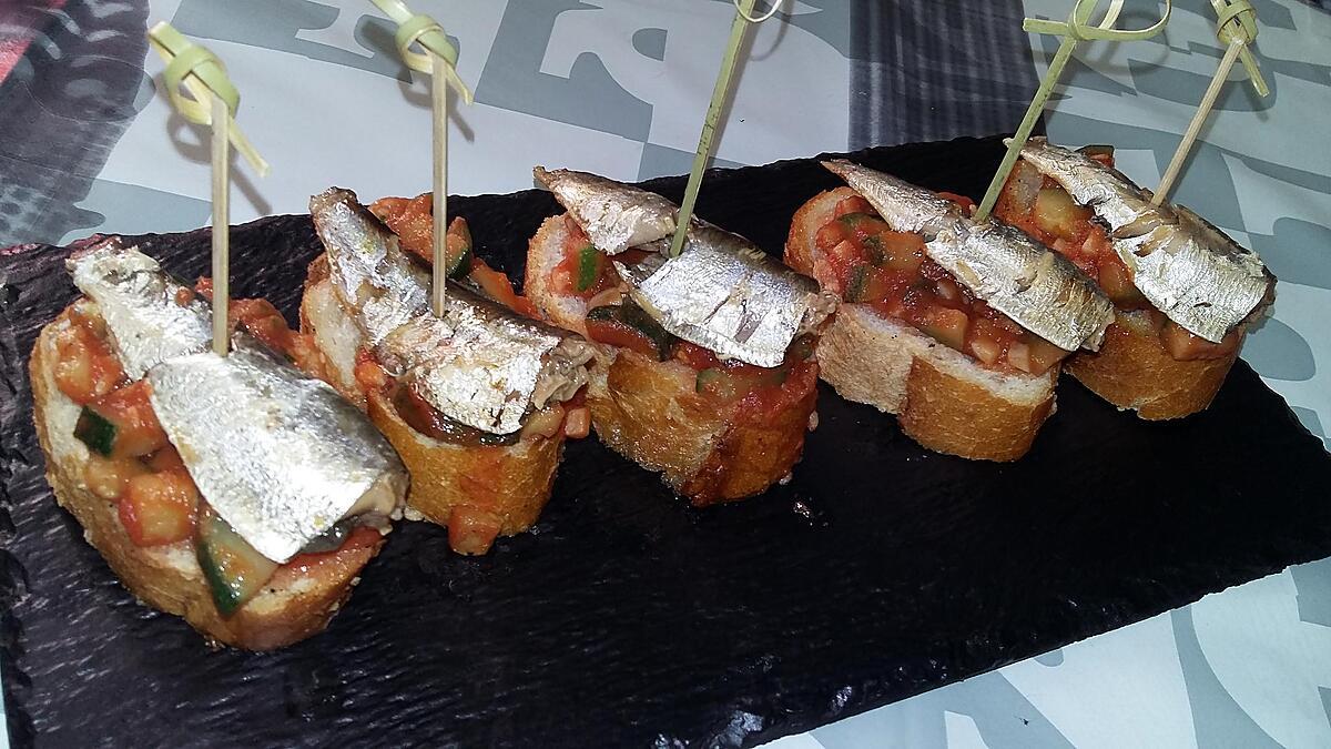 recette Tapas tartines de courgette aux sardines