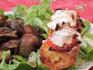 recette Bruschettas gourmandes et salade de gésiers