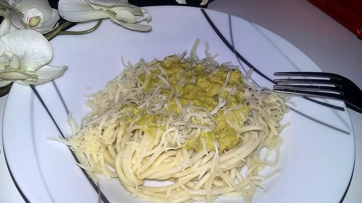 recette Spaghettis a la crème de thon et curry