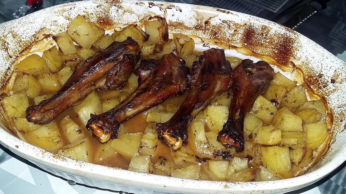 recette Manchons de canard et pomme de terre au soja et au miel