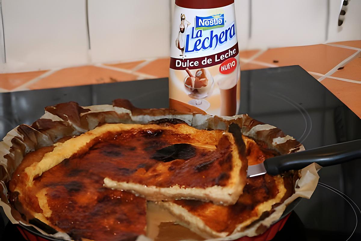 recette TARTE AU FLAN ET AU DULCE DE LECHE