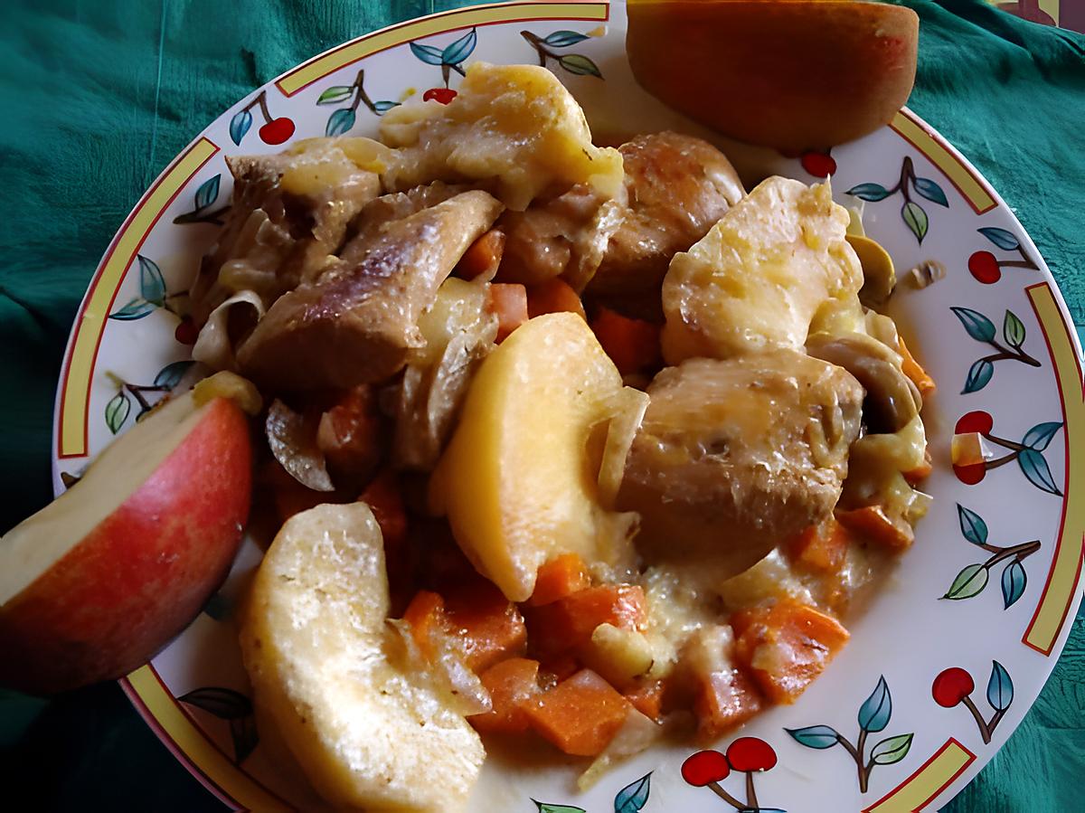 recette Fricassée de poulet aux pommes