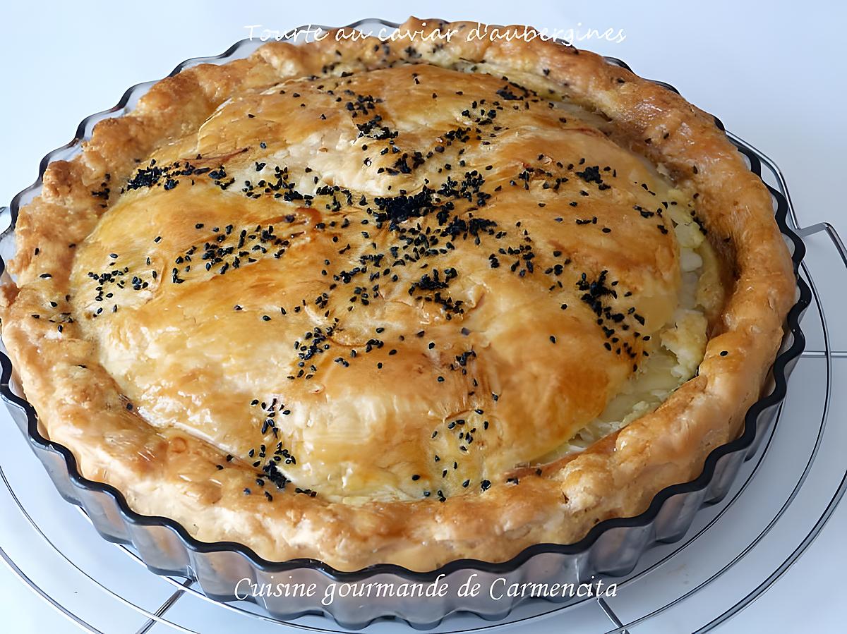 recette Tourte au caviar d'aubergines et viande hachée