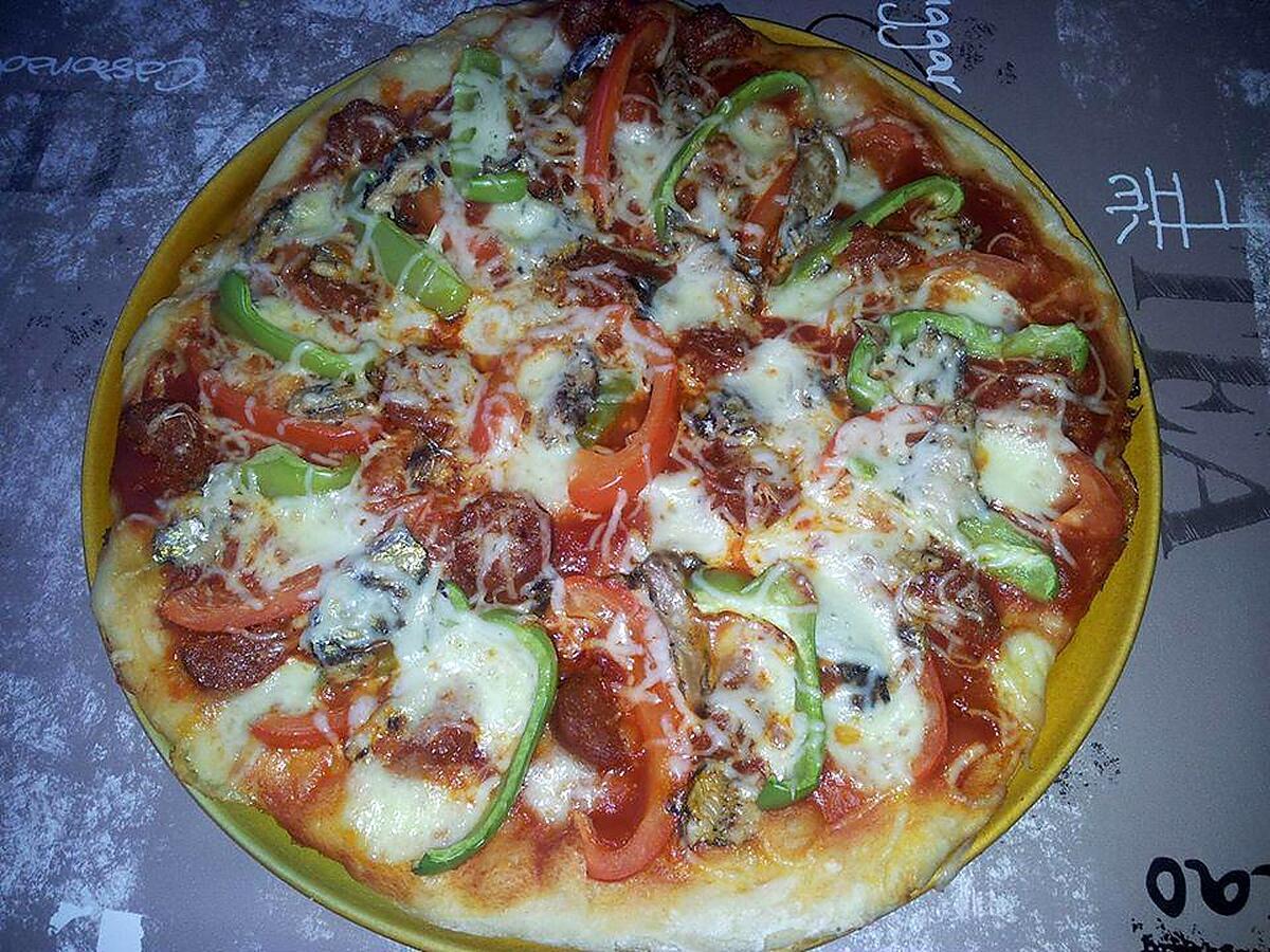 recette Pizza au sardines-chorizo et mozzarella