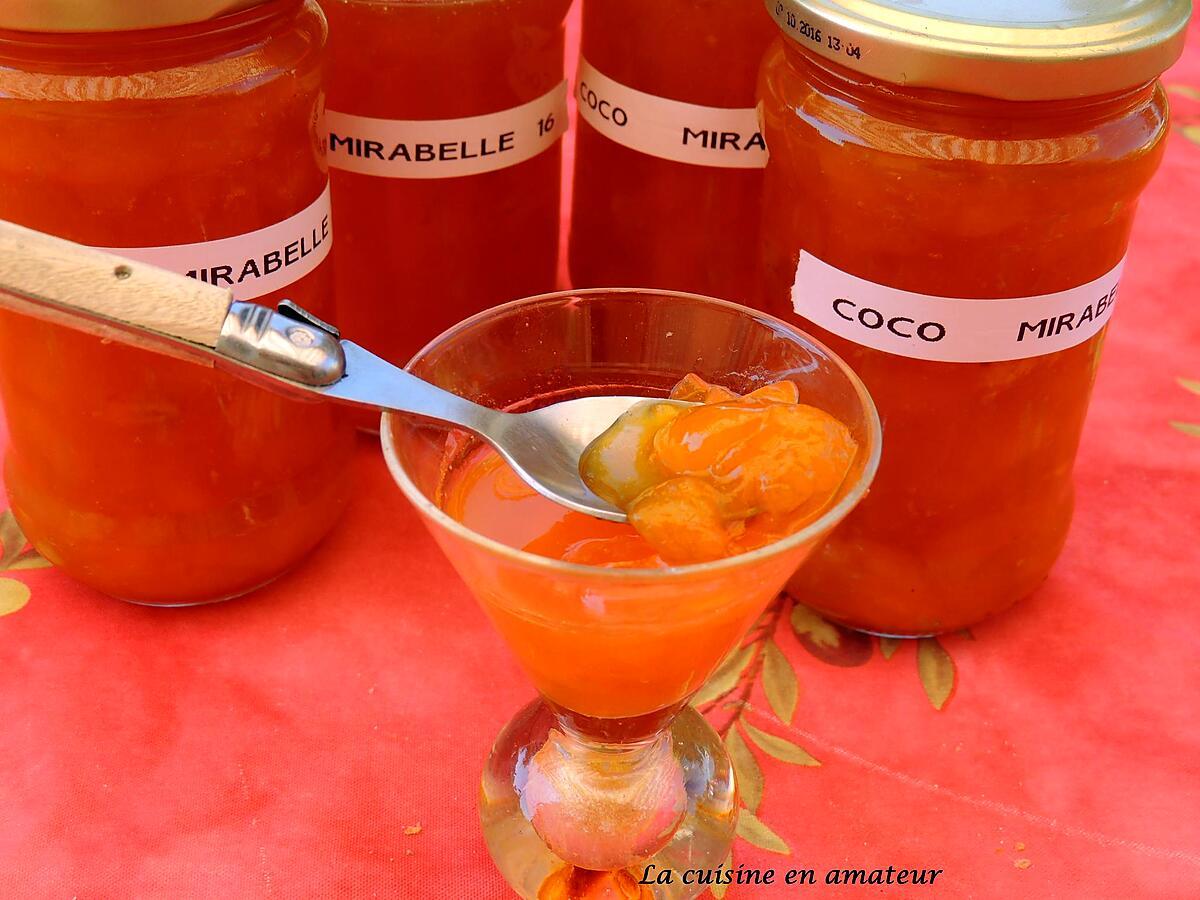 recette Confitures aux mirabelles et sirop de coco