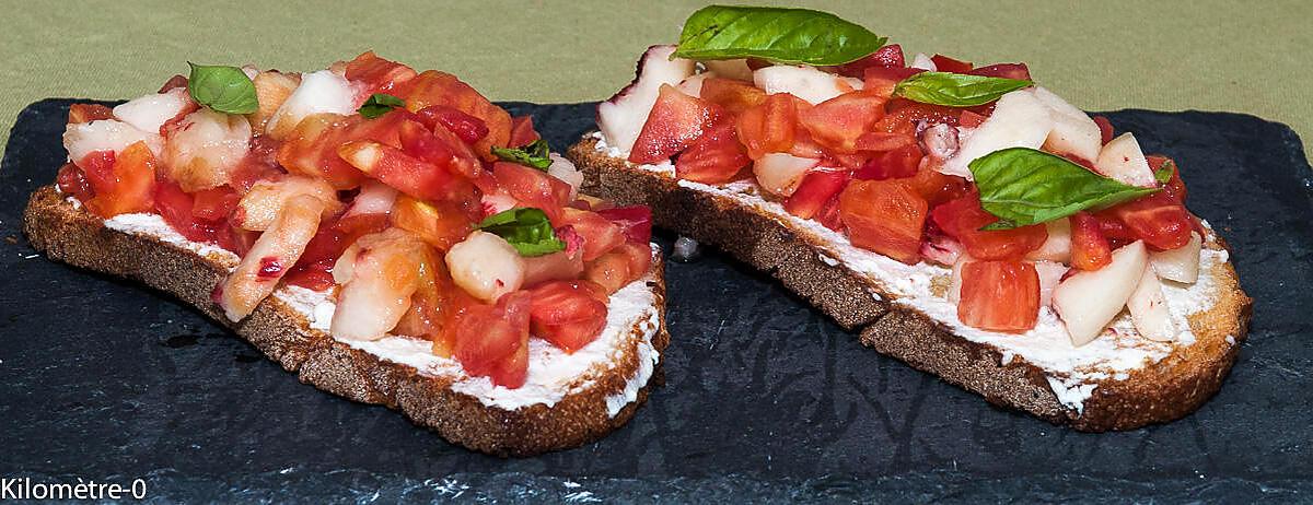 recette Bruschetta tomates pêches