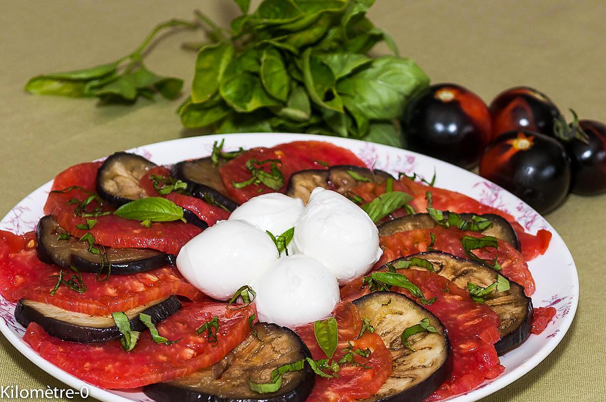 recette Salade de tomates - mozzarella - aubergines