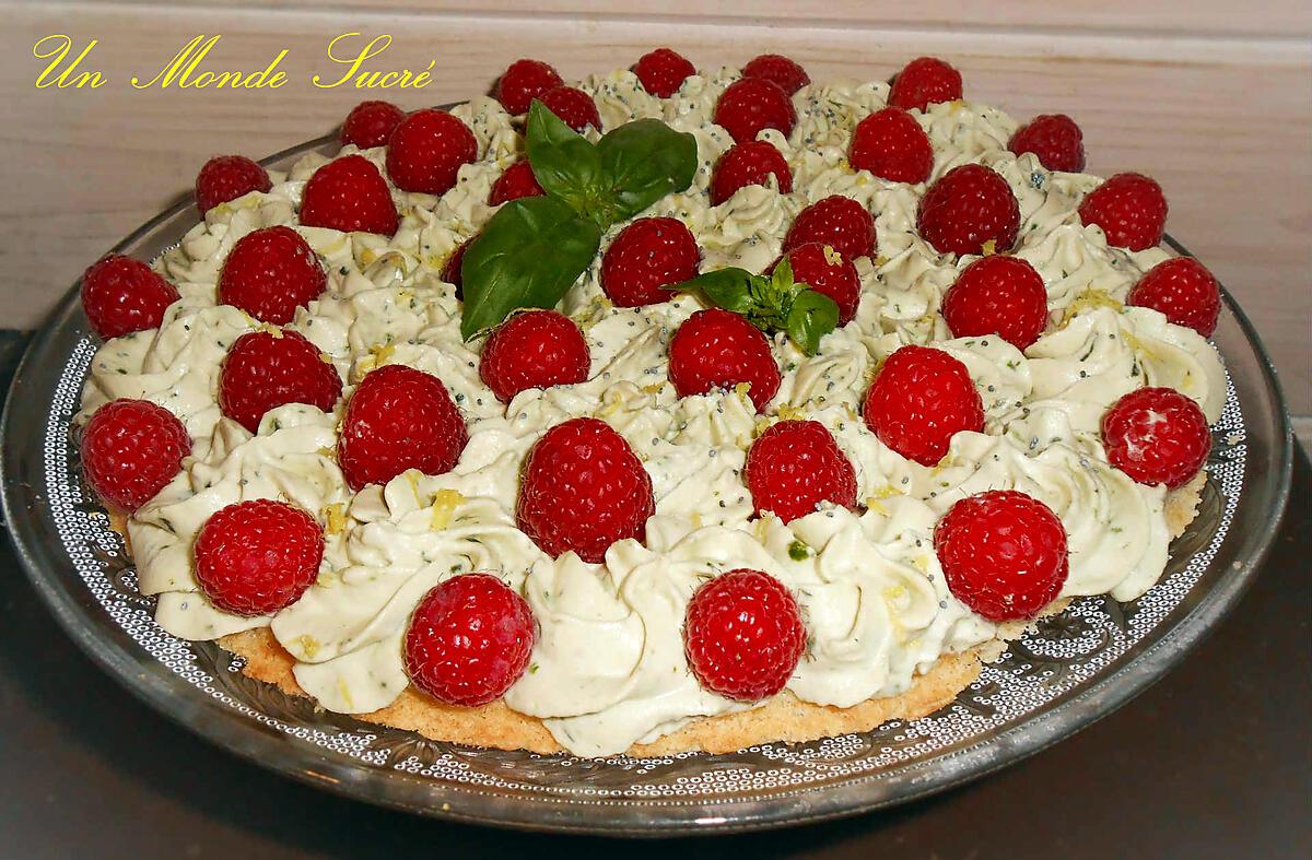 recette Tarte aux framboises et chantilly-mascarpone au basilic