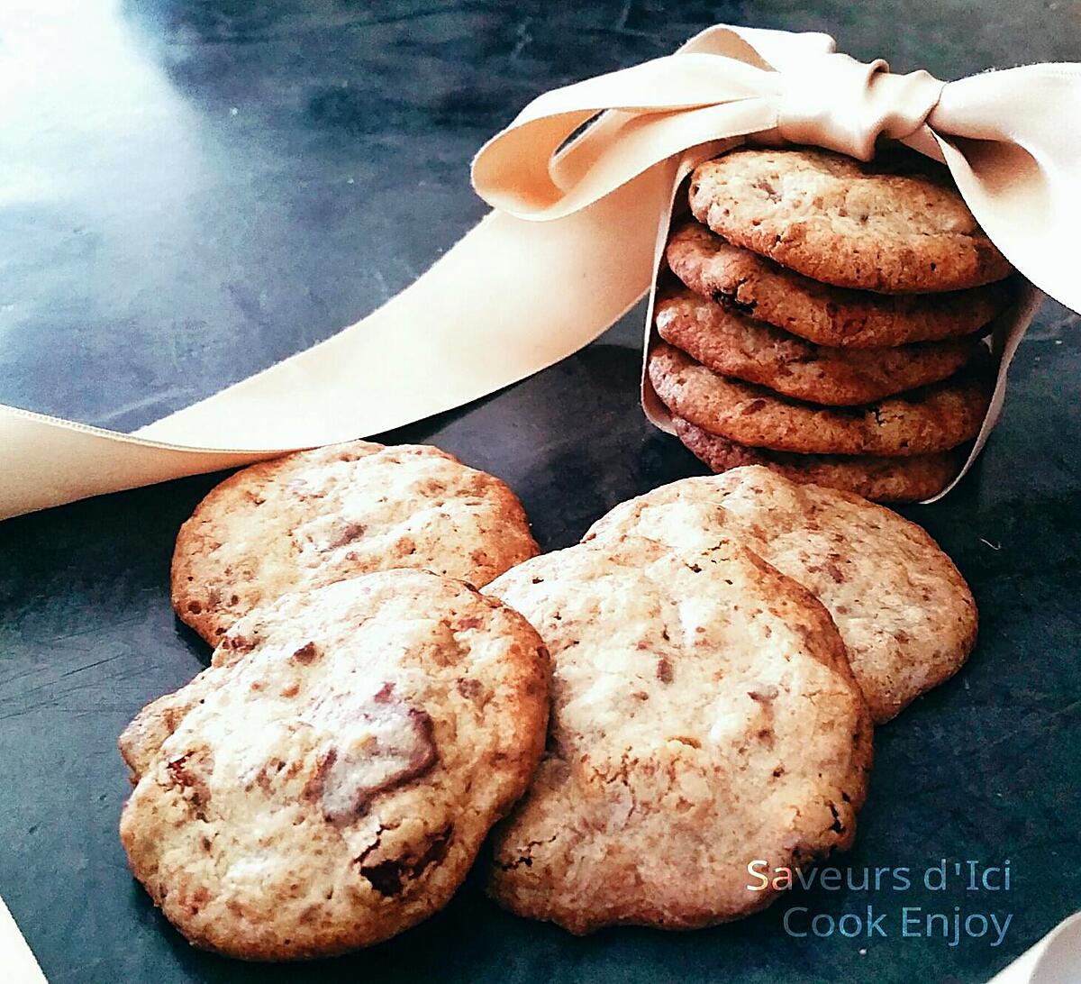 recette Thermomix : Véritable Cookies Chocolat - Raisin - Praliné