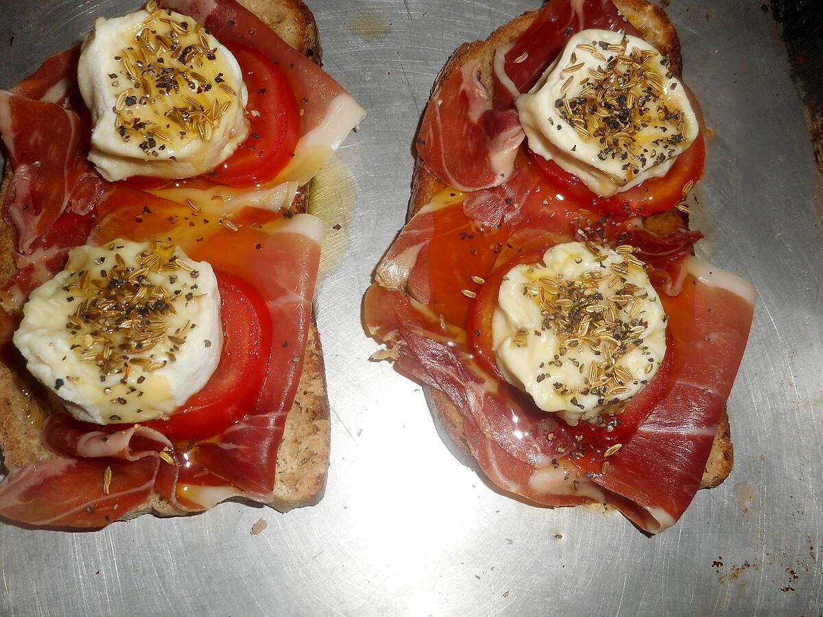 recette Tartines jambon d auvergne et crottin de chevre frais