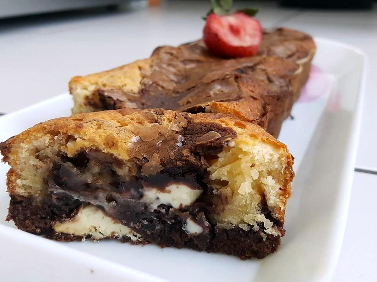 recette Brownie marbré aux deux chocolats et Kinder maxi