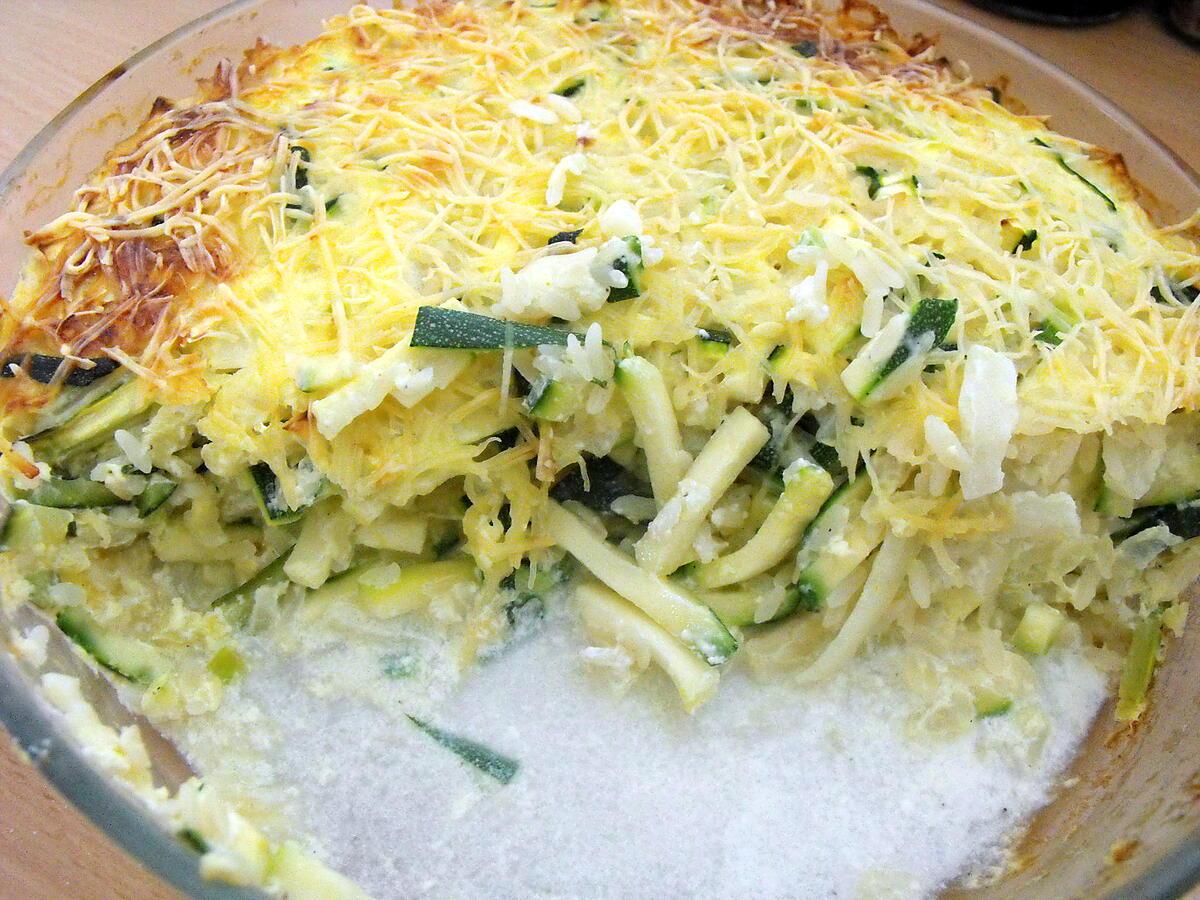 recette GRATIN DE RIZ ET COURGETTES RAPEES