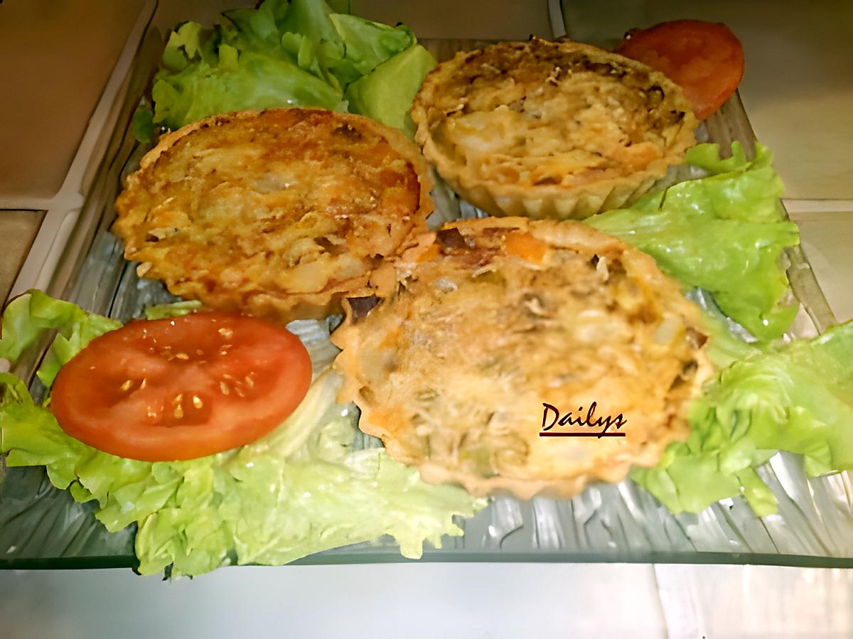 recette Mini quiches saumon fumée et petits légumes