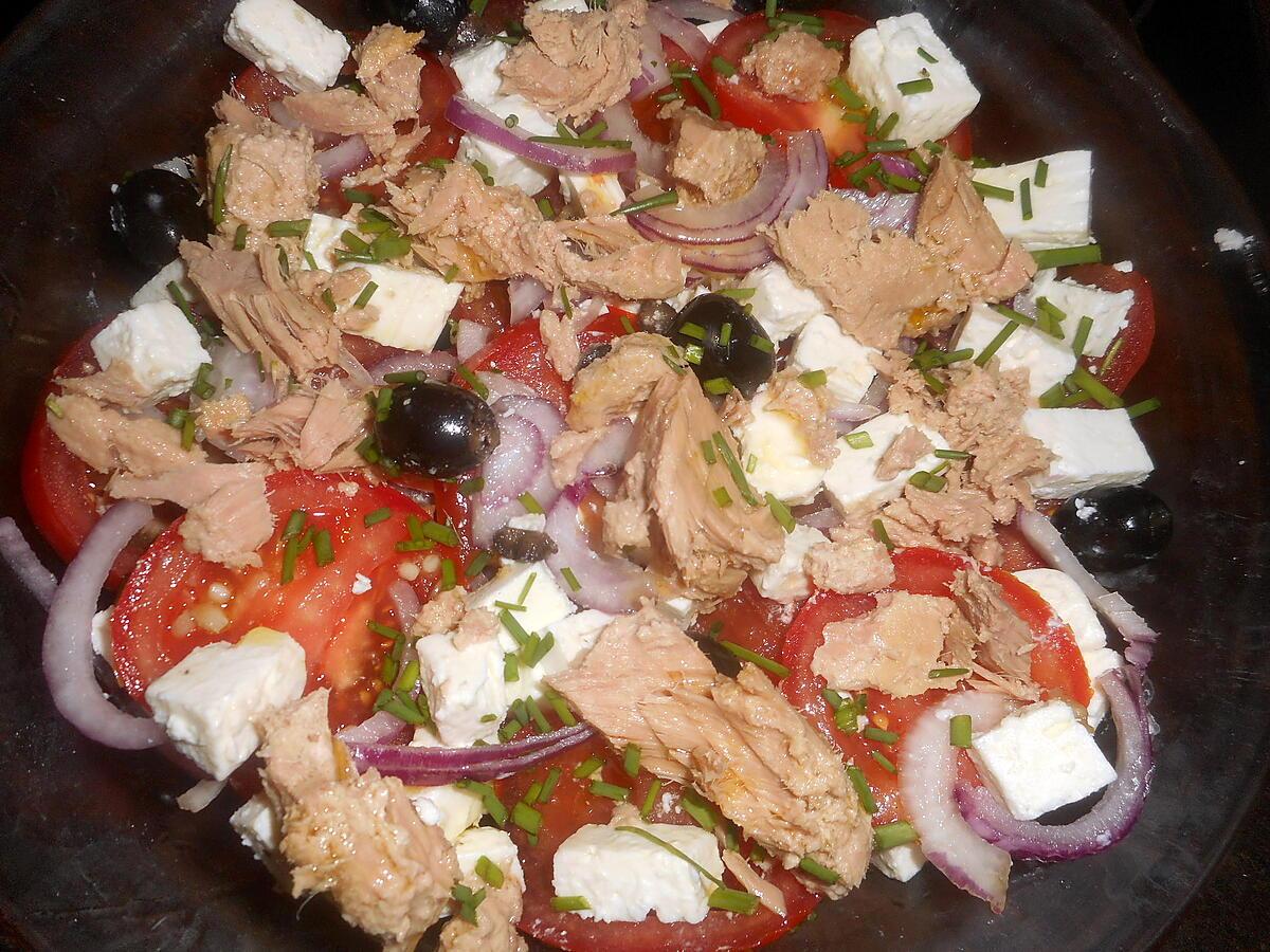 recette Salade de tomates au thon et à la féta
