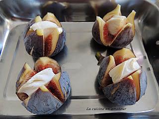 recette Figues au chèvre chaud, miel et amandes