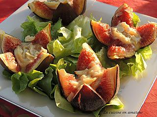 recette Figues au chèvre chaud, miel et amandes