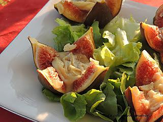 recette Figues au chèvre chaud, miel et amandes